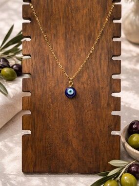 Gold Chain Evil Eye Pendant Necklace in Blue